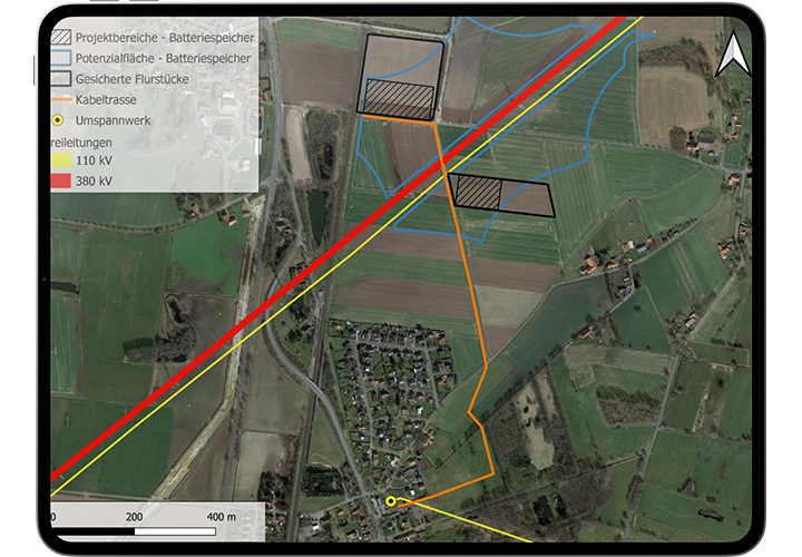 Flächenanalysen für Batterie- und Wasserstoffprojekte
