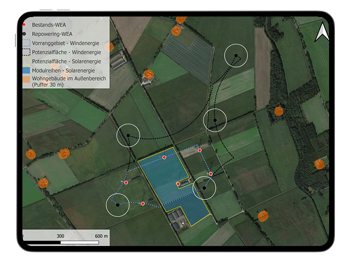 Flächenanalysen für Wind- und Solarprojekte