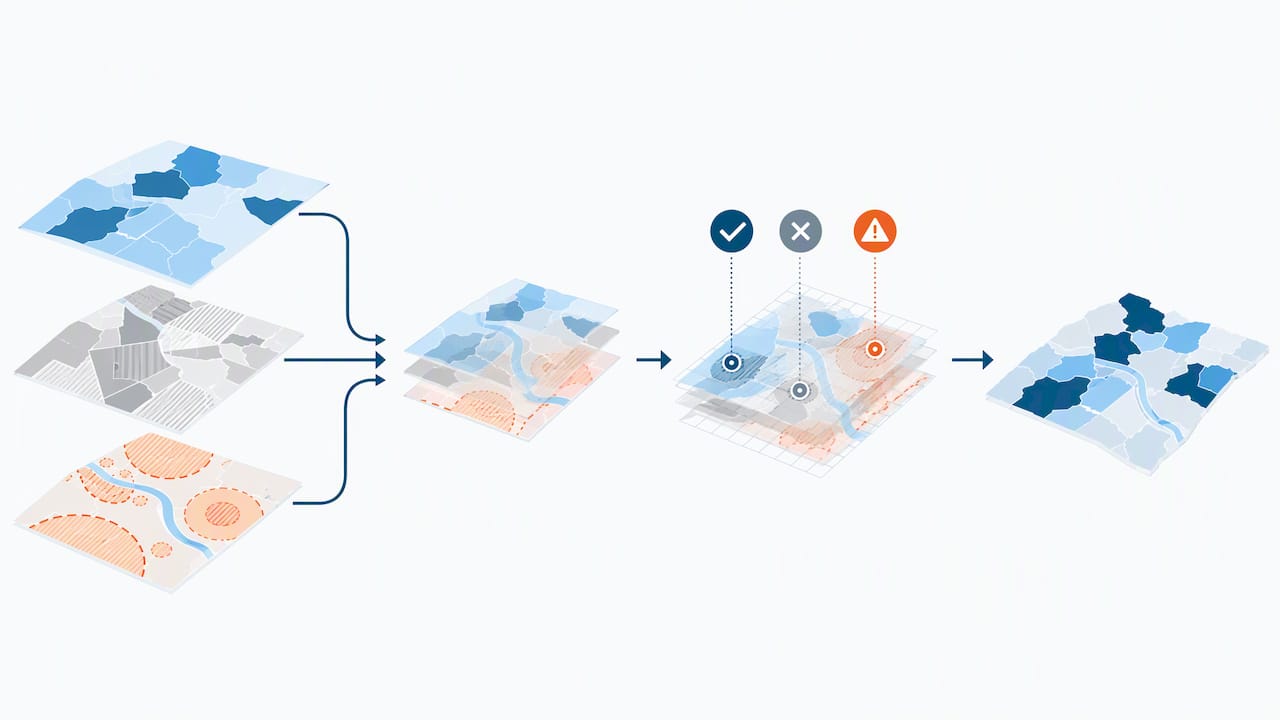 Kombination mehrerer Geodatenebenen zur Standortbewertung